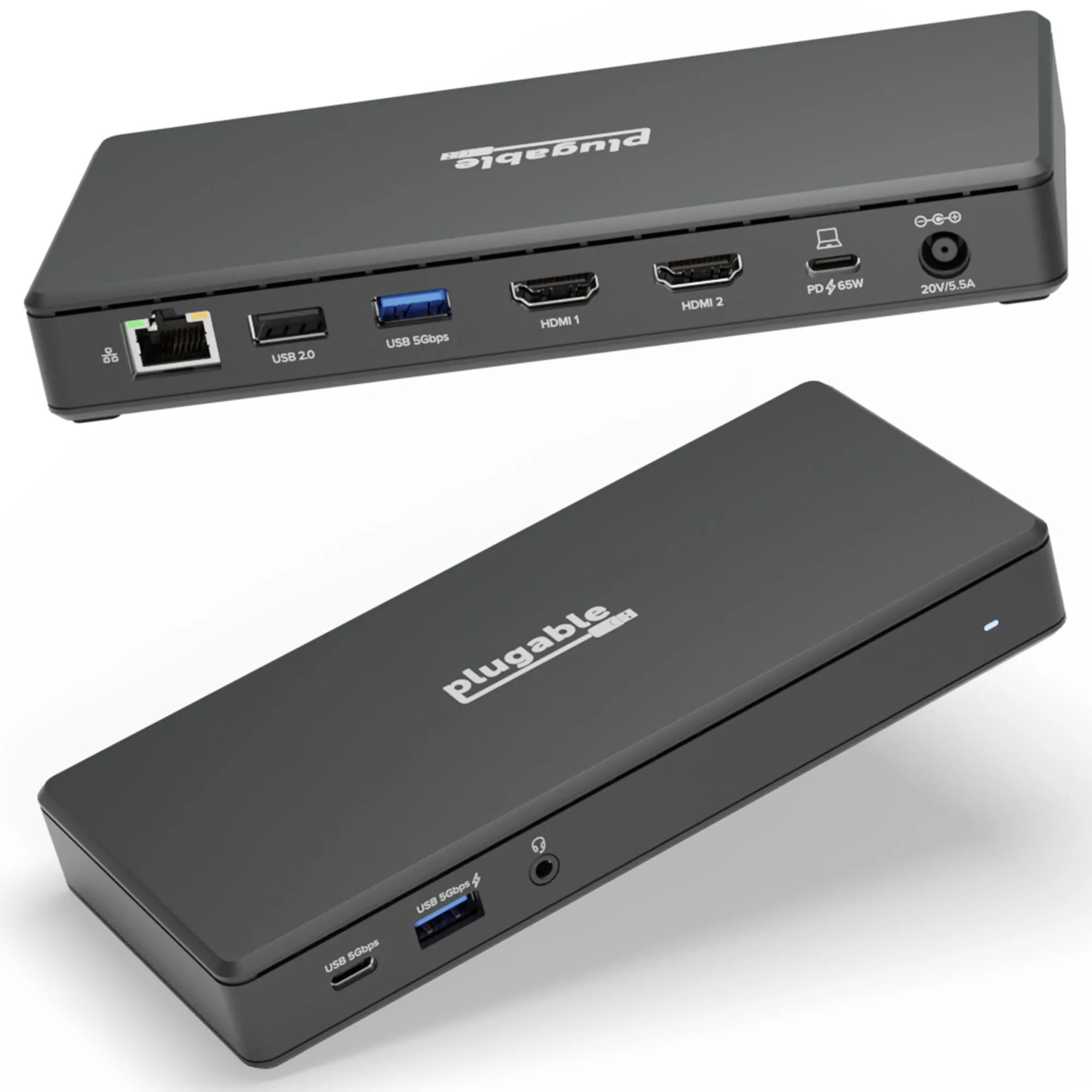 Plugable USB-C Dual HDMI Docking Station (UD-MSTH2) màu đen