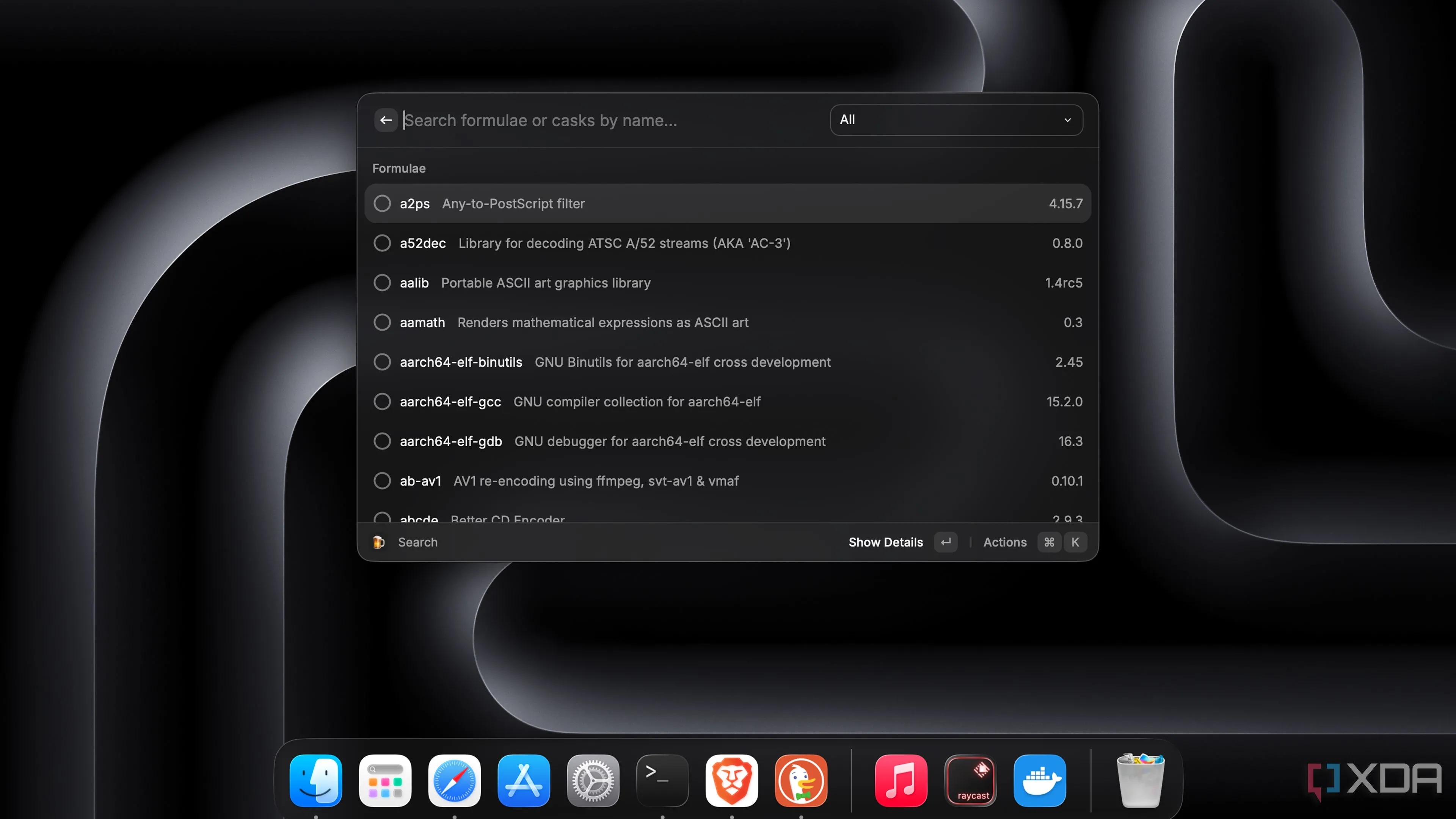 Sử dụng extension Brew trong Raycast để quản lý các gói Homebrew trên macOS