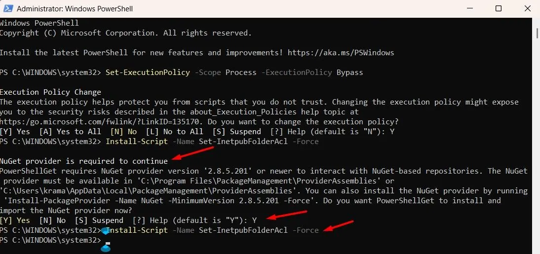 Thông báo yêu cầu NuGet provider trong PowerShell