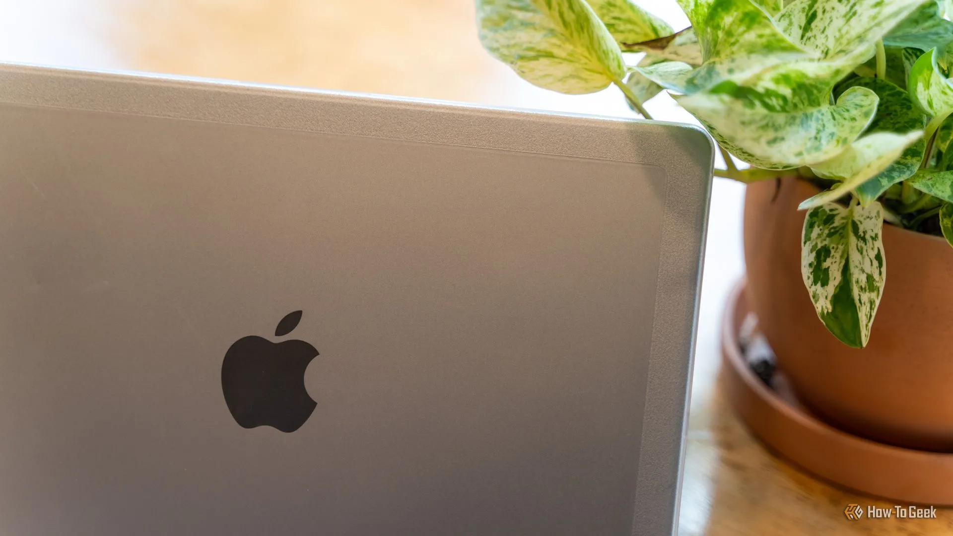 Vỏ Incase Edge Hardshell màu trong suốt được lắp trên MacBook Pro 14 inch, làm nổi bật thiết kế gốc của máy.